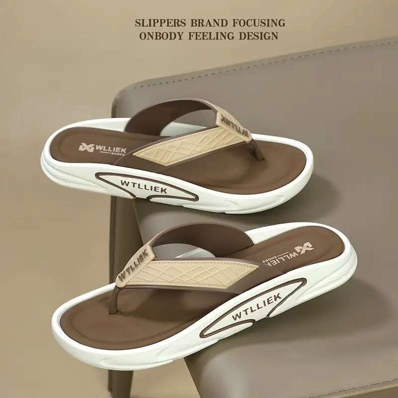 Stylish Men’s Black & White Slide Sandals – Adjustable Fit, Anti-Slip Sole, All-Day Comfort