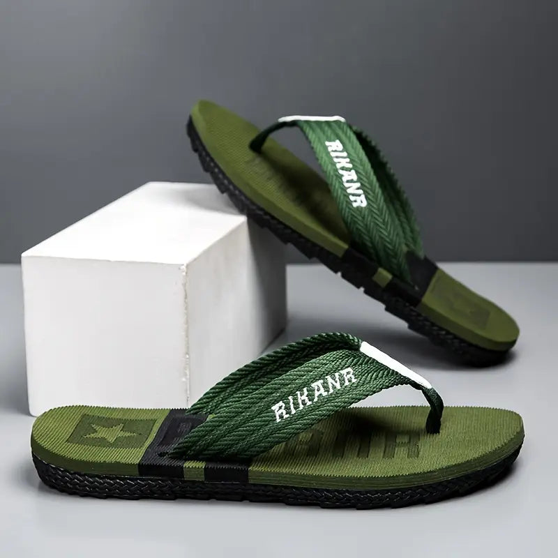 Men’s Thong Sandals with Fabric Uppers – Casual Non-Slip Flip-Flops