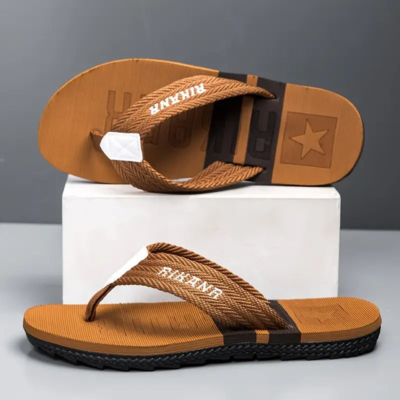Men’s Thong Sandals with Fabric Uppers – Casual Non-Slip Flip-Flops
