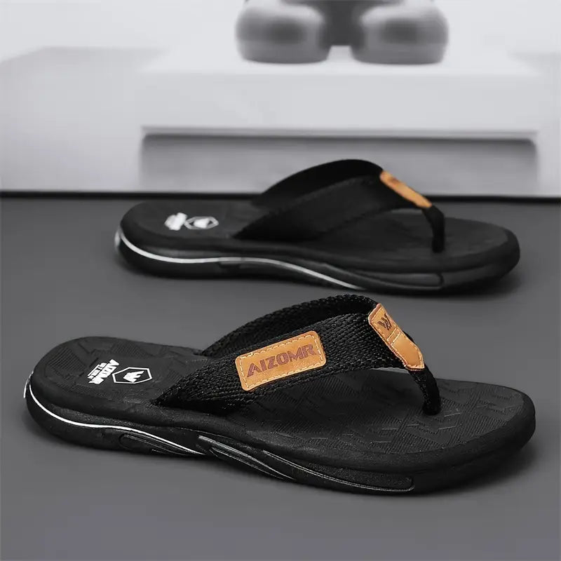 Men’s Trendy Solid Color Lightweight Flip Flops – Comfy Non-Slip Rubber Sole