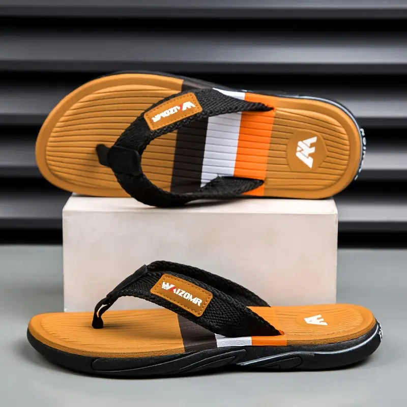 Men’s Platform Flip-Flops – Heavy-Duty Rubber Slip-On Beach Sandals