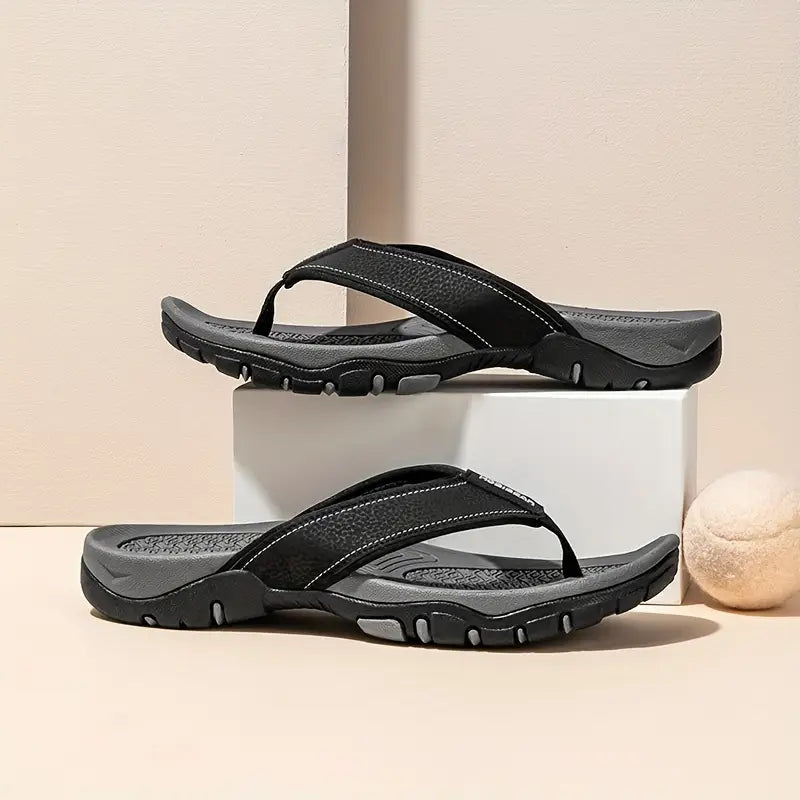 Men’s Vintage Outdoor Slides – Plus Size Casual Slip-Ons with Round Toe